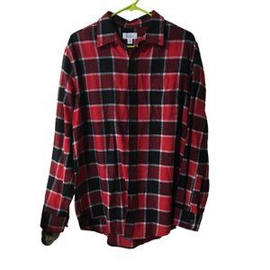 CROFT & BARROW FLANNEL SHIRT LONG SLEEVE BUTTON FRONT PLAID SHIRT MENS MEDIUM